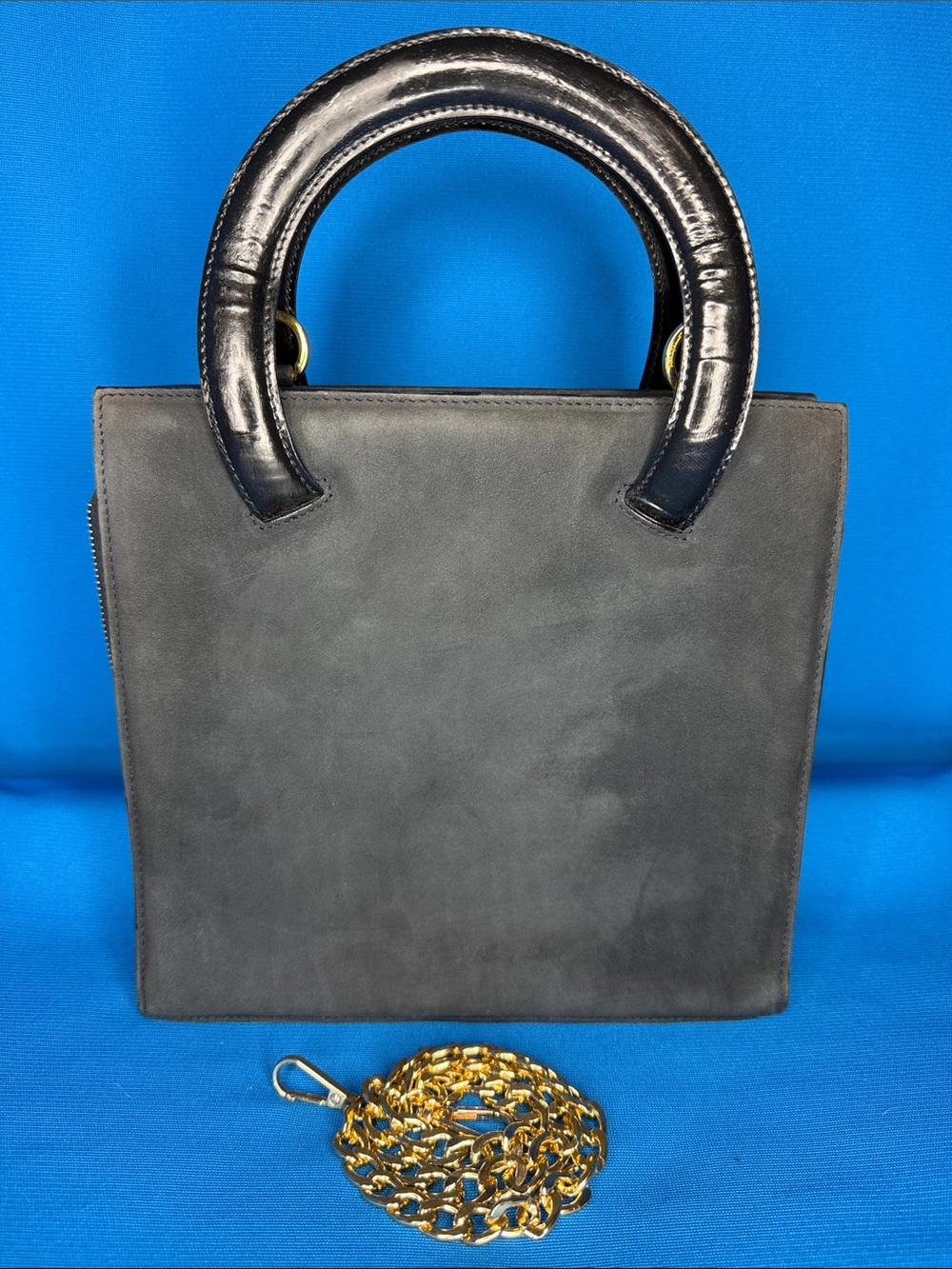 BEAUTIFUL VINTAGE SALVATORE FERRAGAMO SUEDE / LEATHER TOP HANDLE TOTE SATCHEL